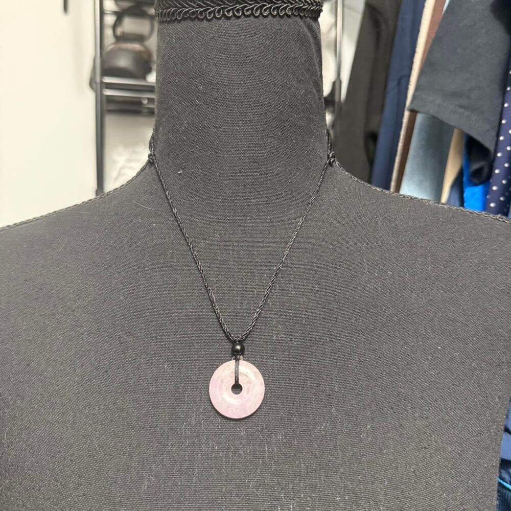 Pink and black jade necklace